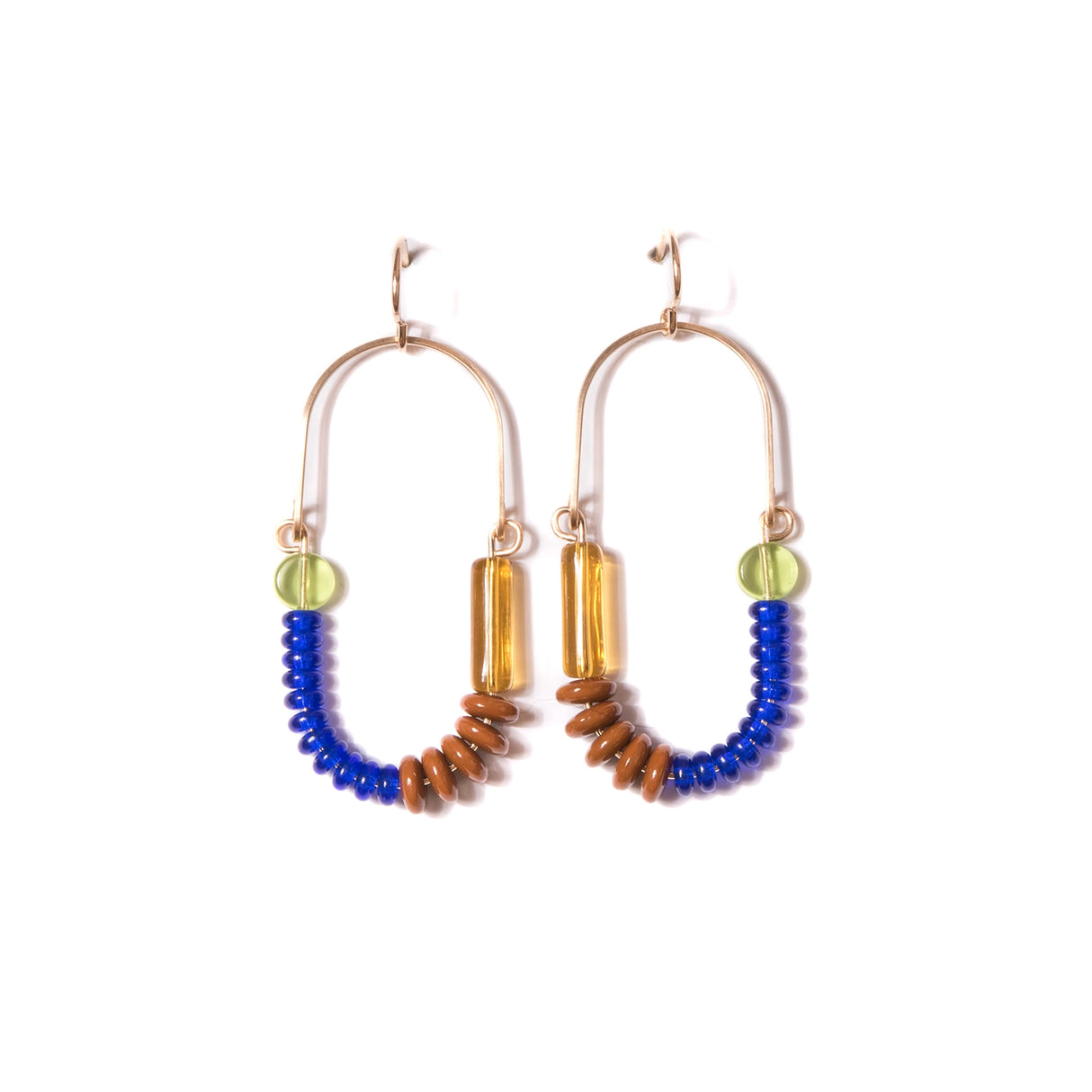 Cobalt, Olive, Mocha, Topaz Balance Earrings in Brass
