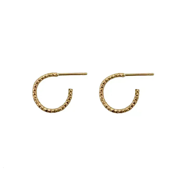 Textured Mini Hoop Earrings in Gold at PINCH