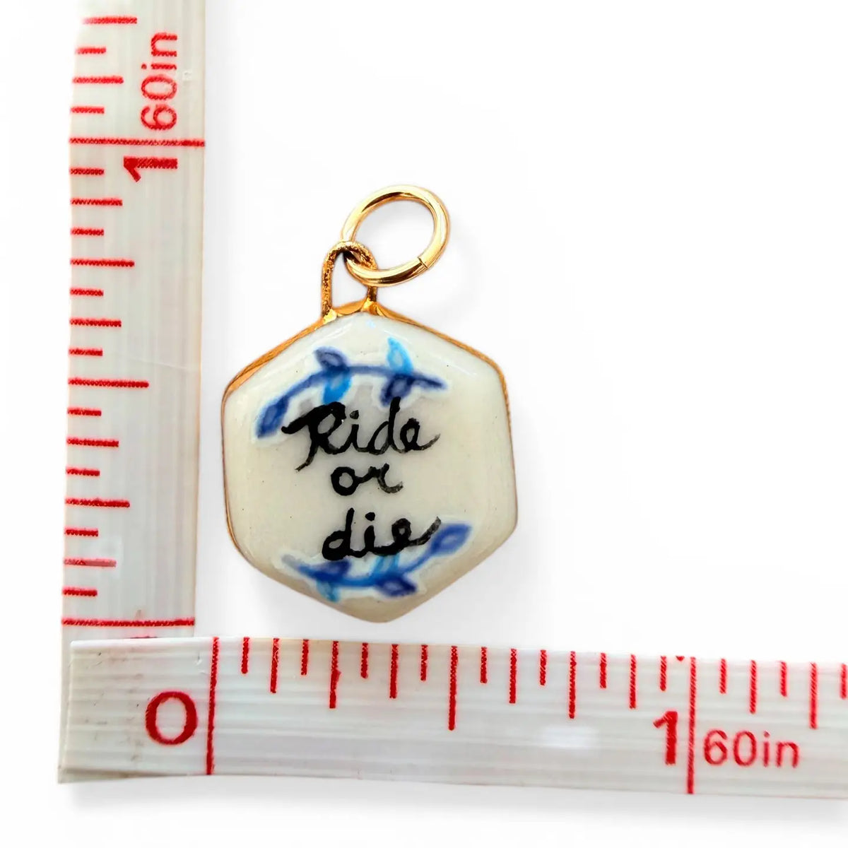 Ride or Die Black & Blue Hexagon Charm