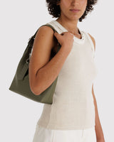 Mini Recycled Leather Shoulder Bag in Loden