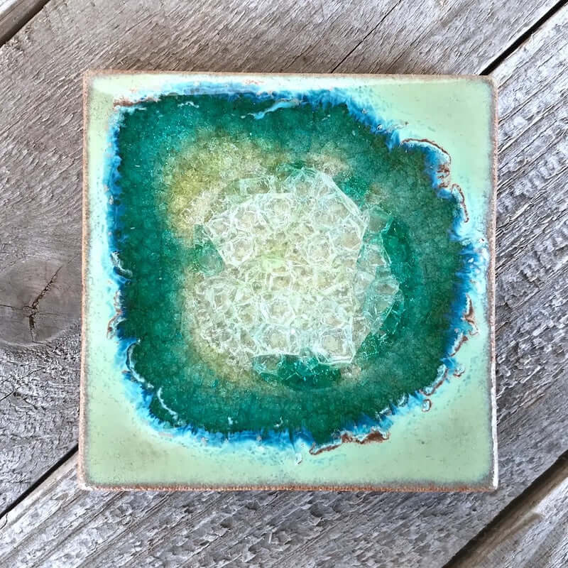 Textured Turquoise Coaster with Glass at PINCH