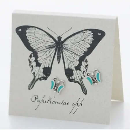Butterfly Earrings in Sterling Silver with Turquoise at PINCH