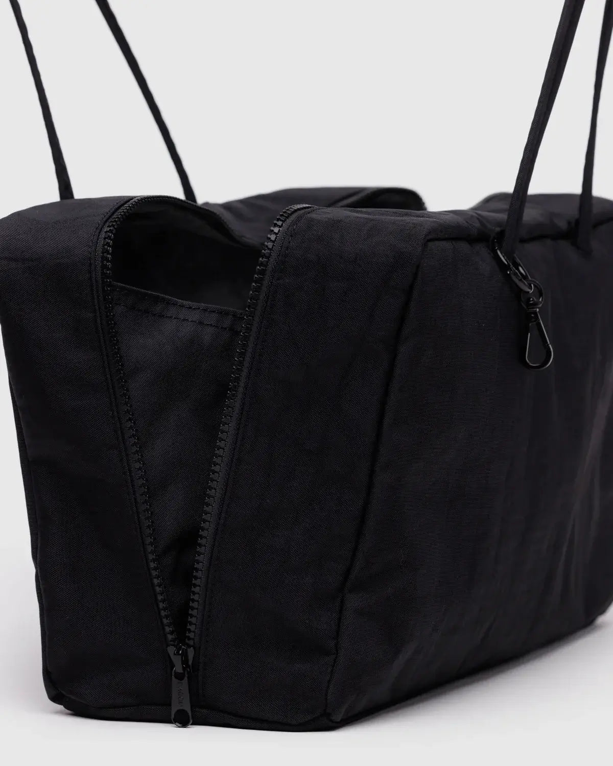 Medium Nylon Bowler Bag in Black