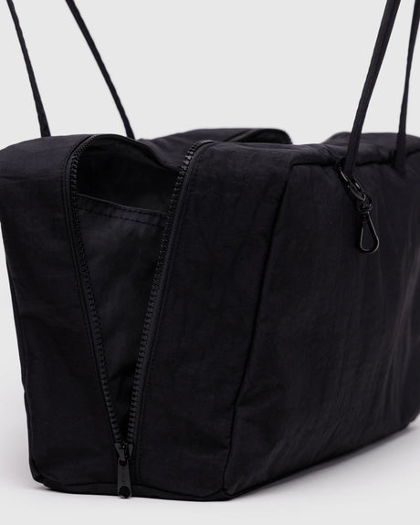 Medium Nylon Bowler Bag in Black