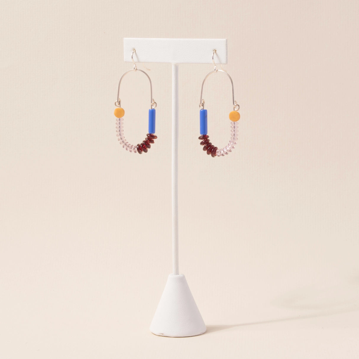 Yellow Jasper, Periwinkle, Oxblood, Amethyst Balance Earrings in Sterling Silver