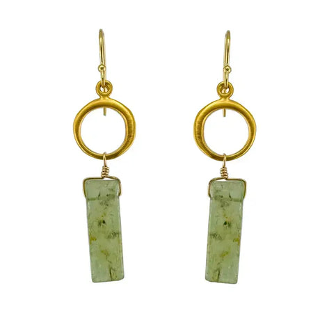 Circle with Green Kyanite Earings in Gold Vermeil from Philippa Roberts at Pinch in Northampton, MA