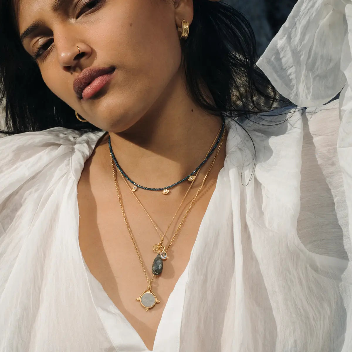 London Blue Topaz Charm Necklace