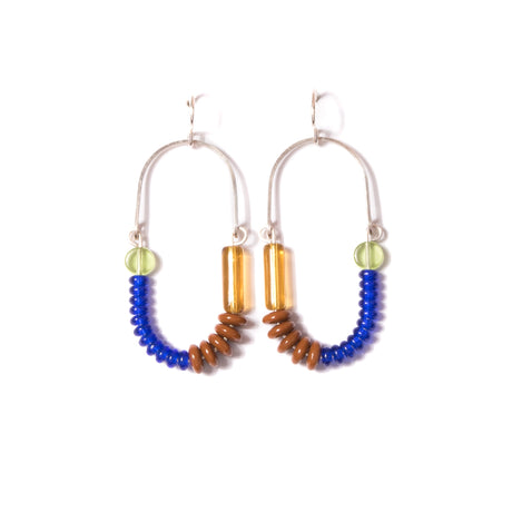 Cobalt, Olive, Mocha Balance Earrings in Sterling Silver