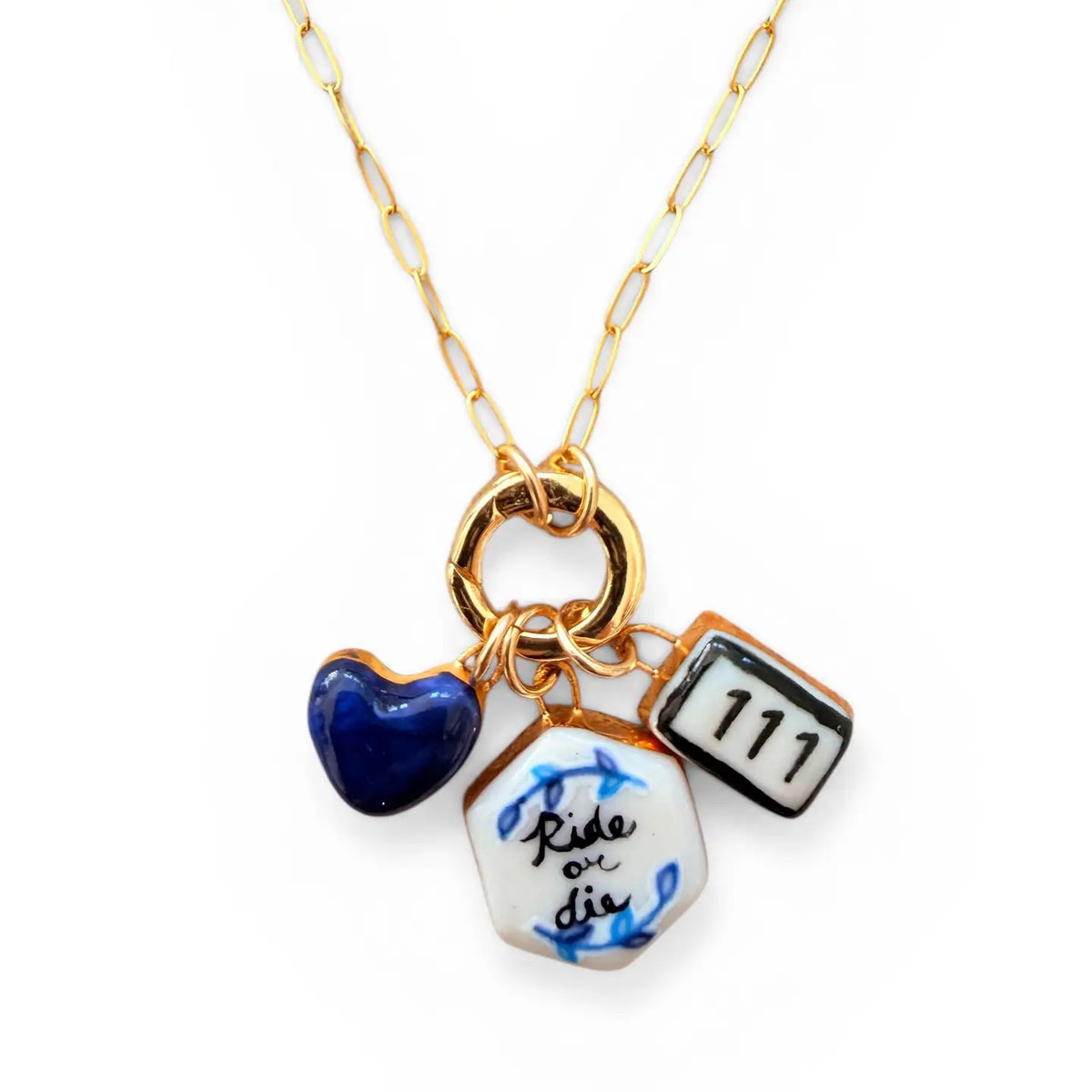 Ride or Die Black & Blue Hexagon Charm