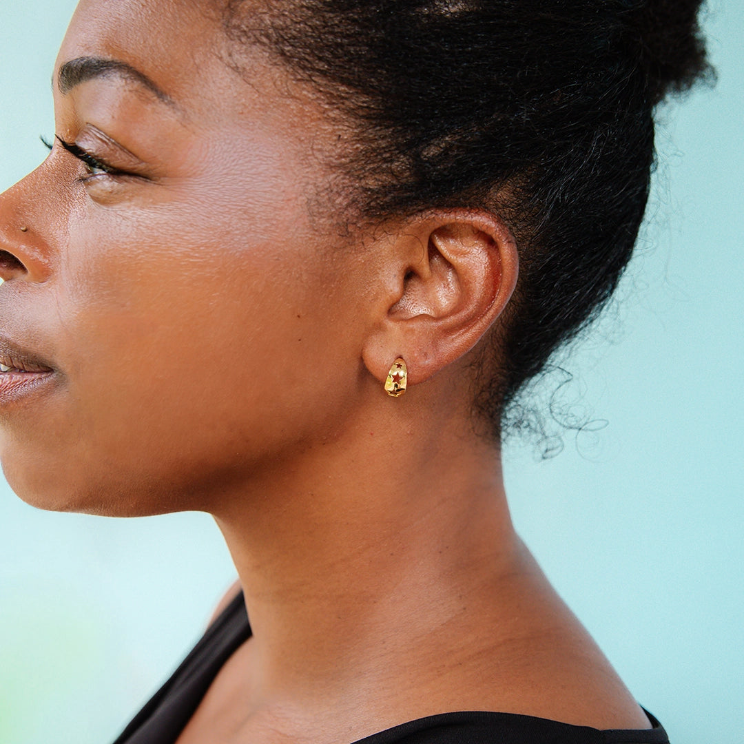 Gold Star Hoop Earrings