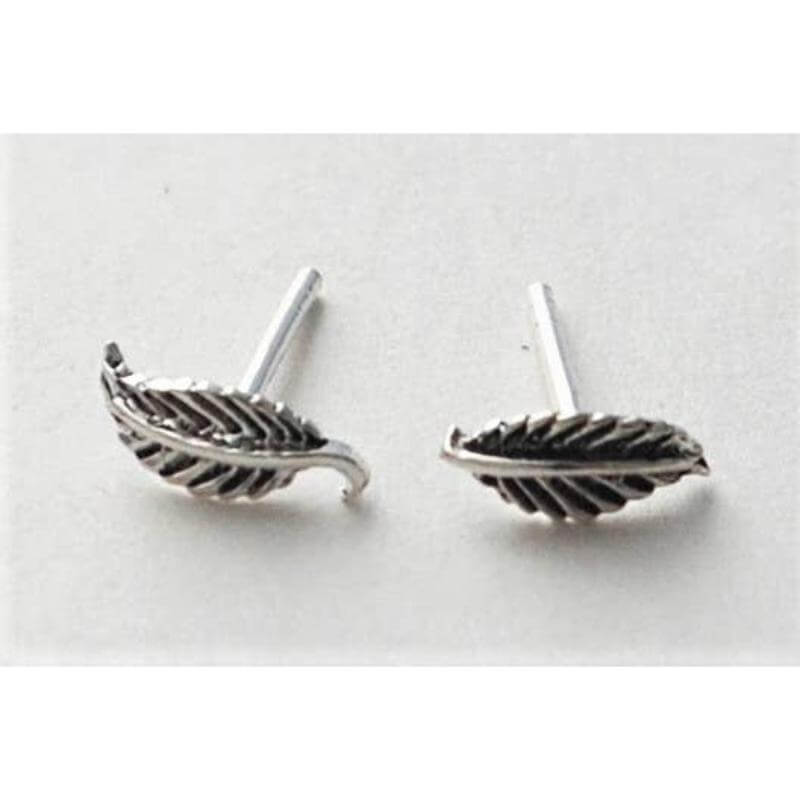 Feather Stud Earrings in Sterling Silver at PINCH