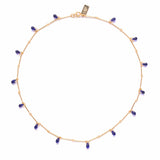 Teardrop Fringe Necklace in Cobalt Glass
