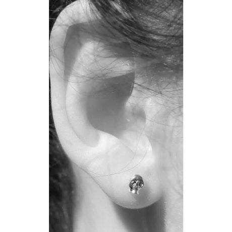 Skull Stud Earrings in Sterling Silver at PINCH