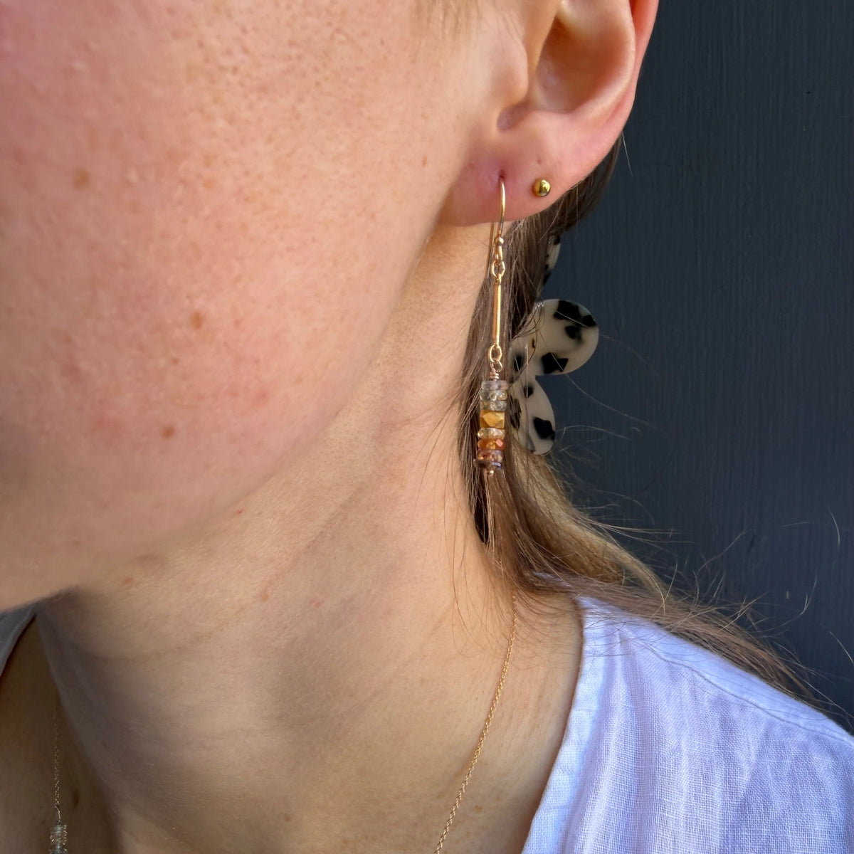 Zircon Barrel Earrings in Sterling Silver
