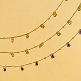 Teardrop Fringe Necklace in Cobalt Glass