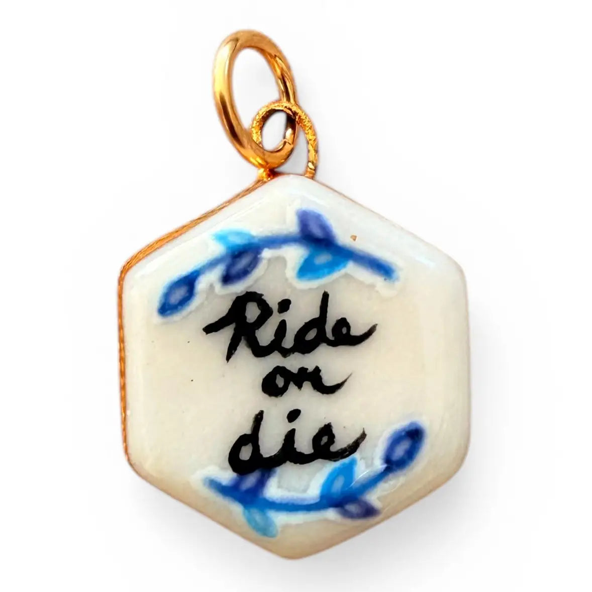 Ride or Die Black & Blue Hexagon Charm