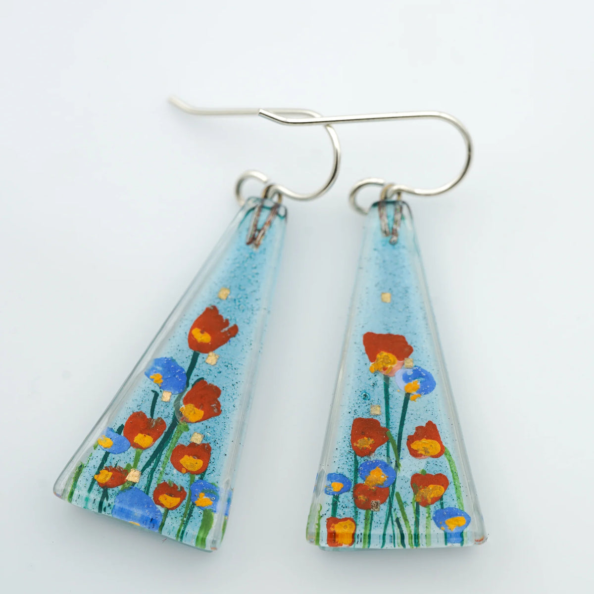 Stream Flowers Large Triangle Earrings at PINCH