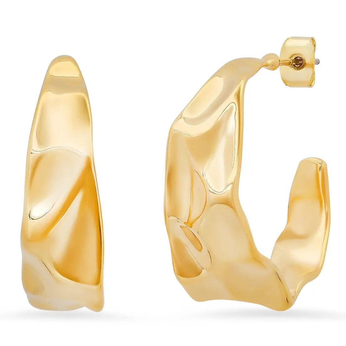 Hammered Gold Huggies
