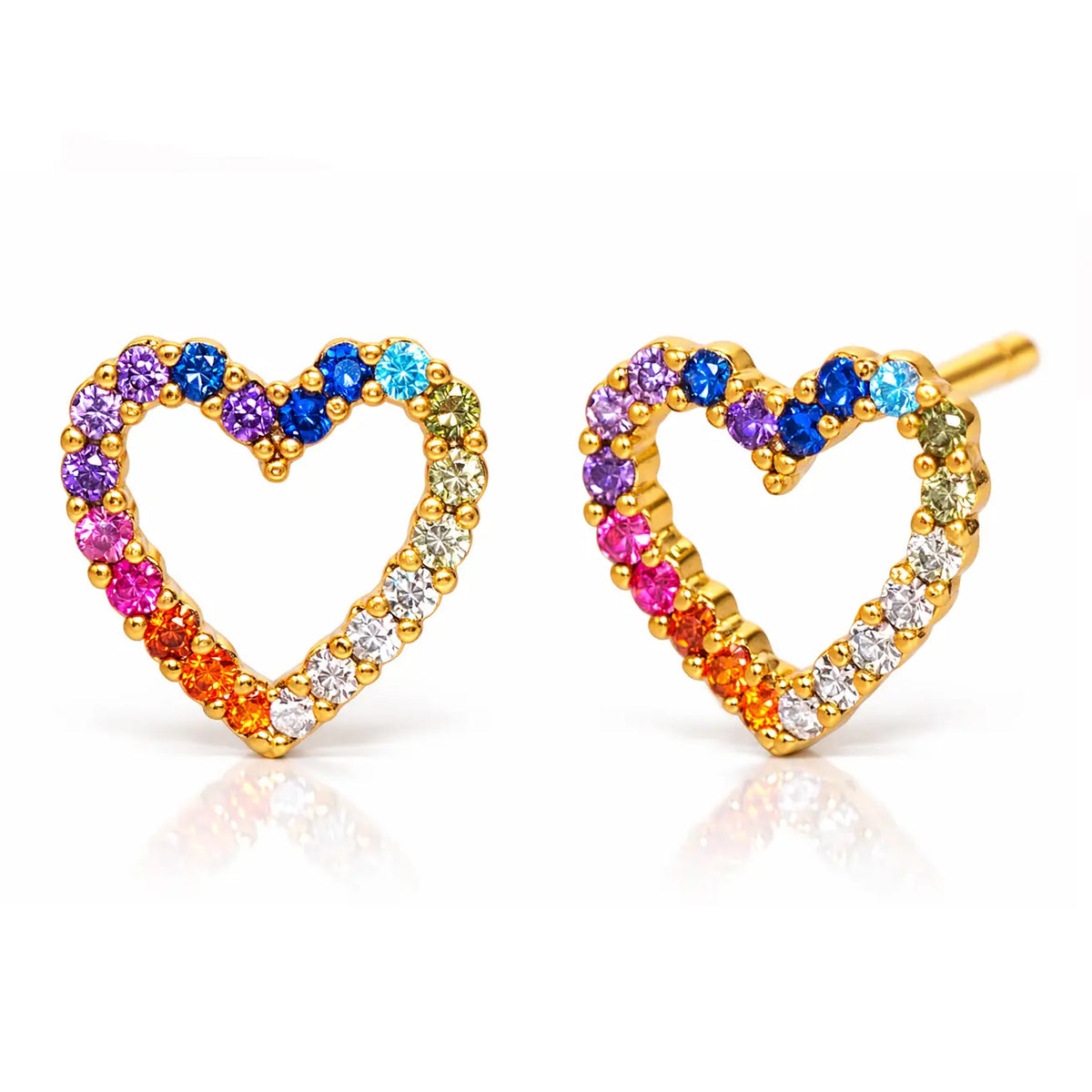 Rainbow Pave Heart Earrings
