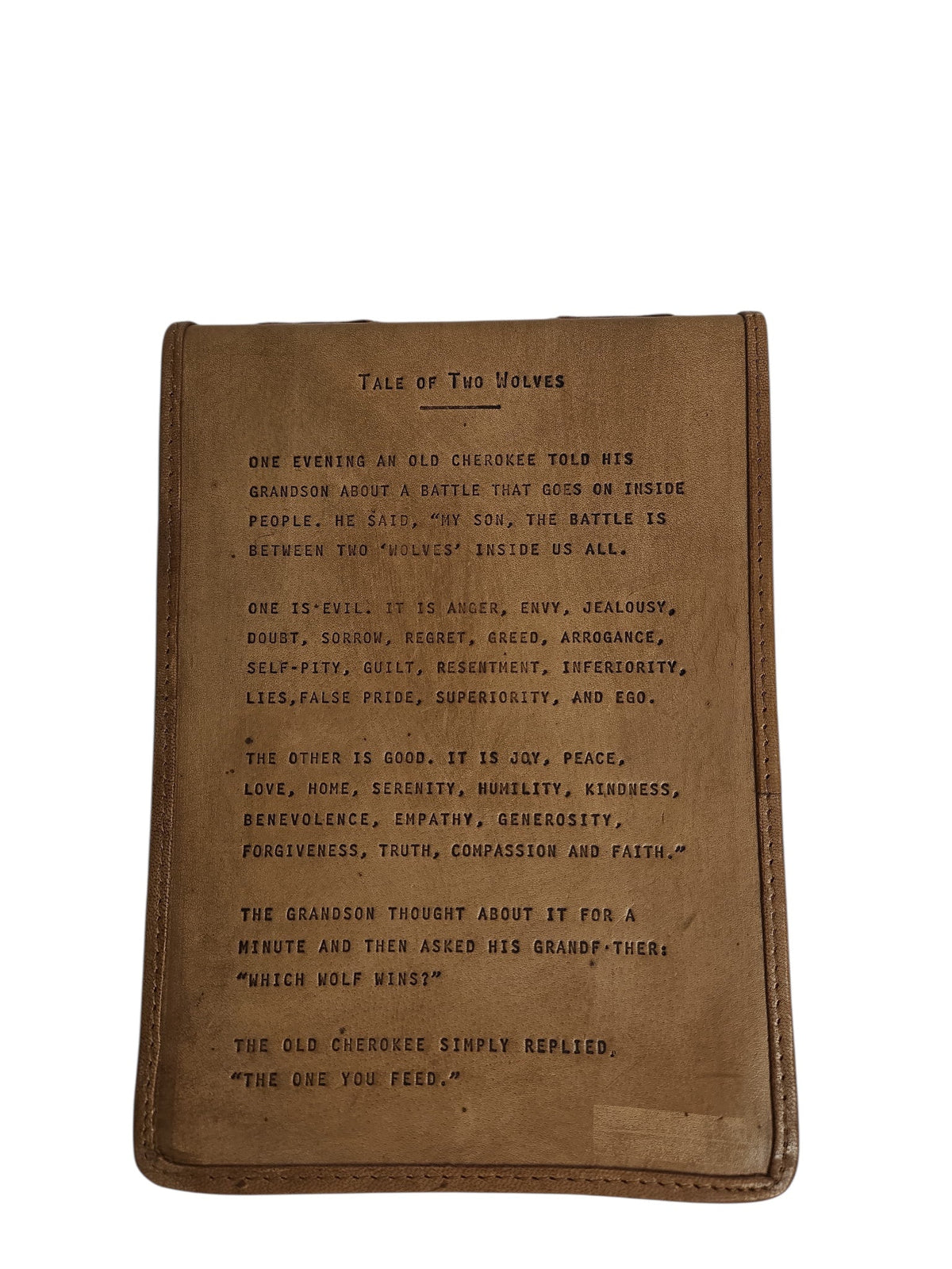 Large Tale of Two Wolves Leather Journal