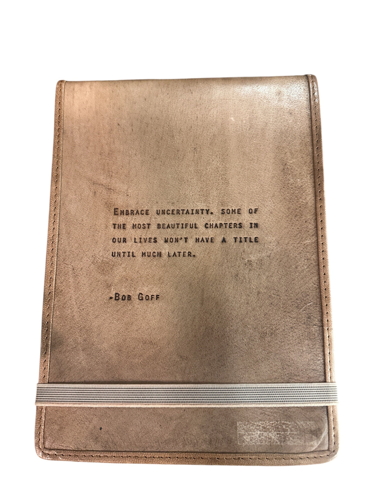 Large "Embrace Uncertainty" Bob Goff Leather Journal in Maple