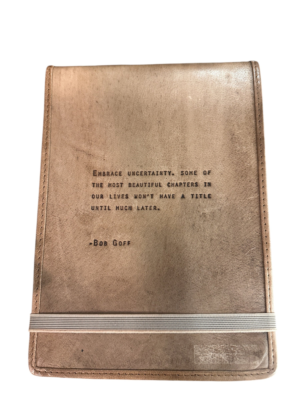 Large "Embrace Uncertainty" Bob Goff Leather Journal in Maple