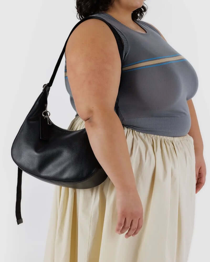 Medium Crescent Black Leather Bag at PINCH