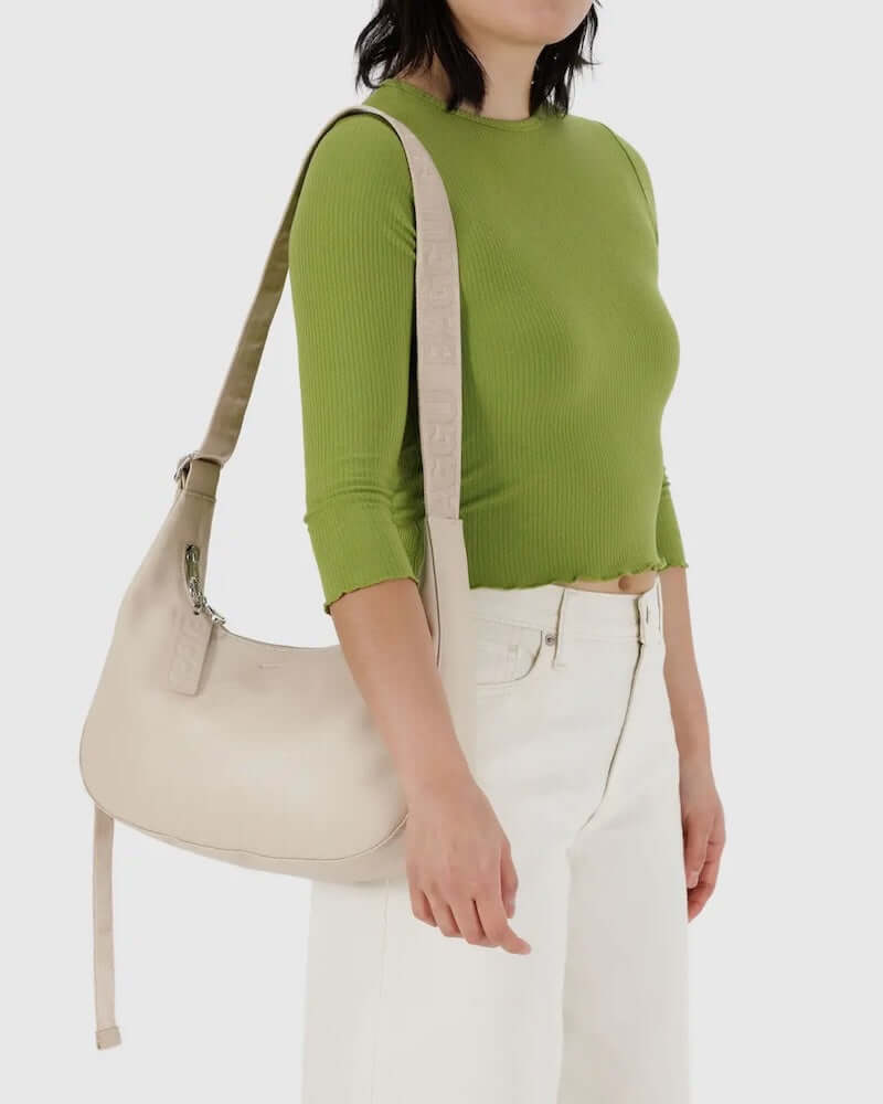 Medium Crescent Stone Leather Bag at PINCH