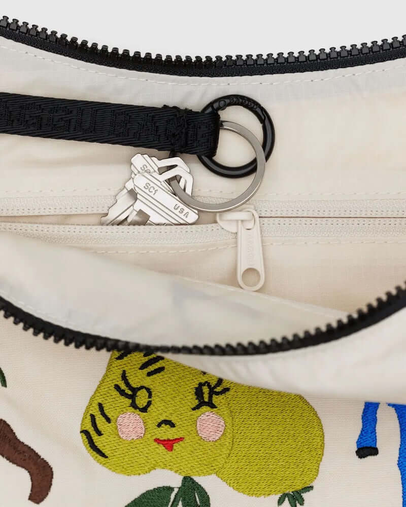 Embroidered Painted Prairie Medium Nylon Crescent Bag from Baggu at Pinch in Northampton, MA