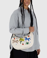 Embroidered Painted Prairie Medium Nylon Crescent Bag from Baggu at Pinch in Northampton, MA