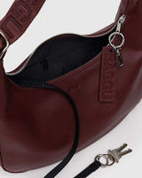 Mahogany Recycled Leather Medium Crescent Bag from Baggu at Pinch in Northampton, MA