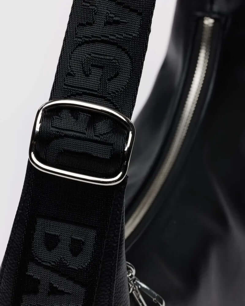 Medium Crescent Black Leather Bag at PINCH