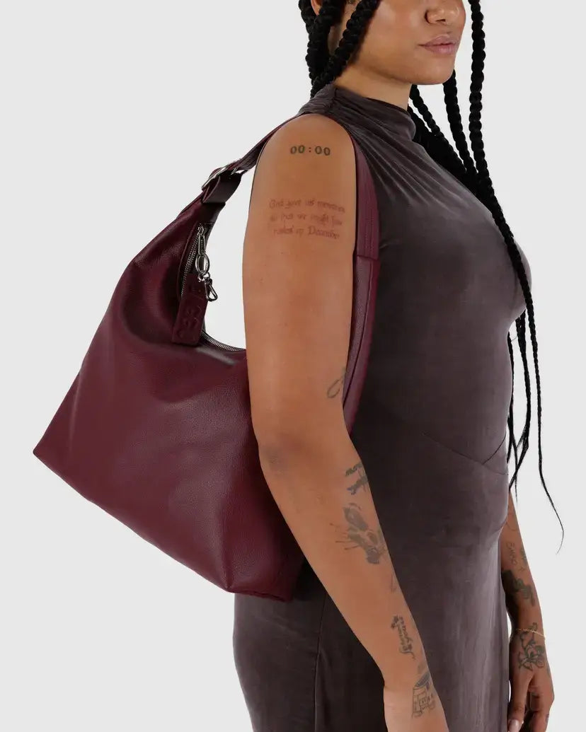Mahogany Recycled Leather Bowler Bag at PINCH