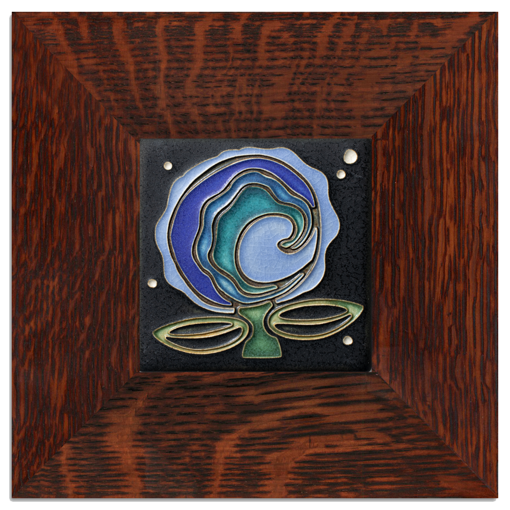 Cosmic Bloom 4x4 Tile in Blue