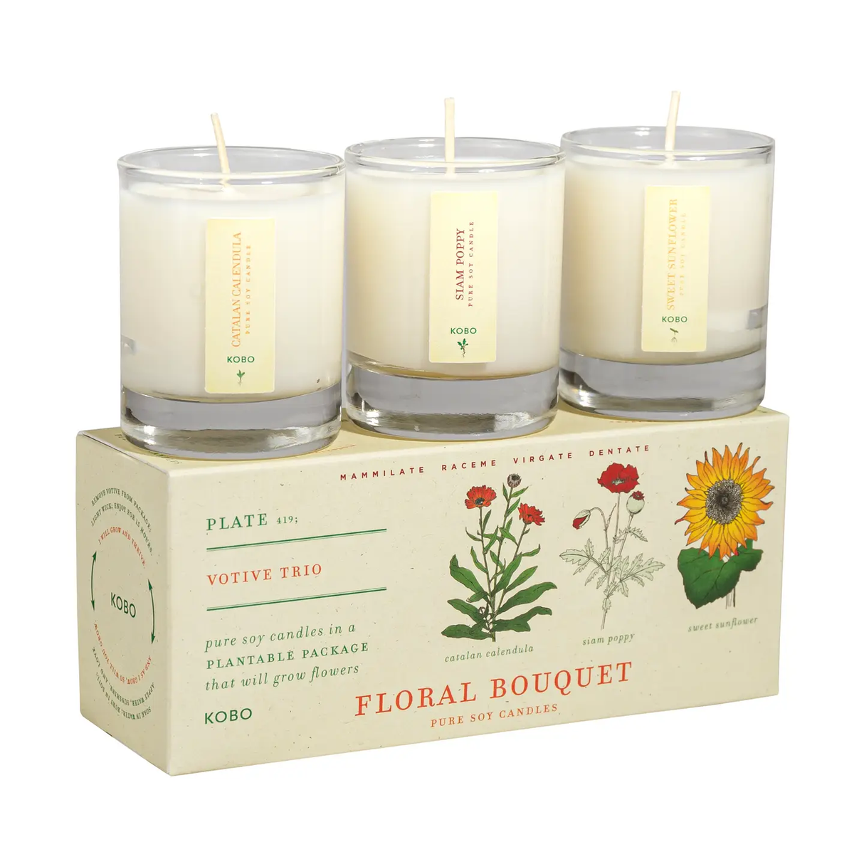 Floral Bouquet Votive Trio