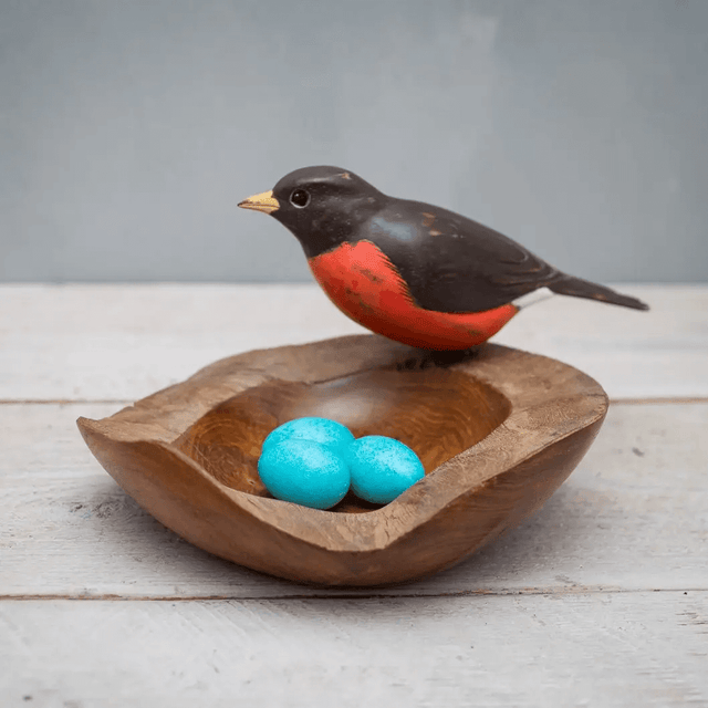 Wooden Robin with Nest and Eggs from Aviologie at Pinch in Northampton, MA