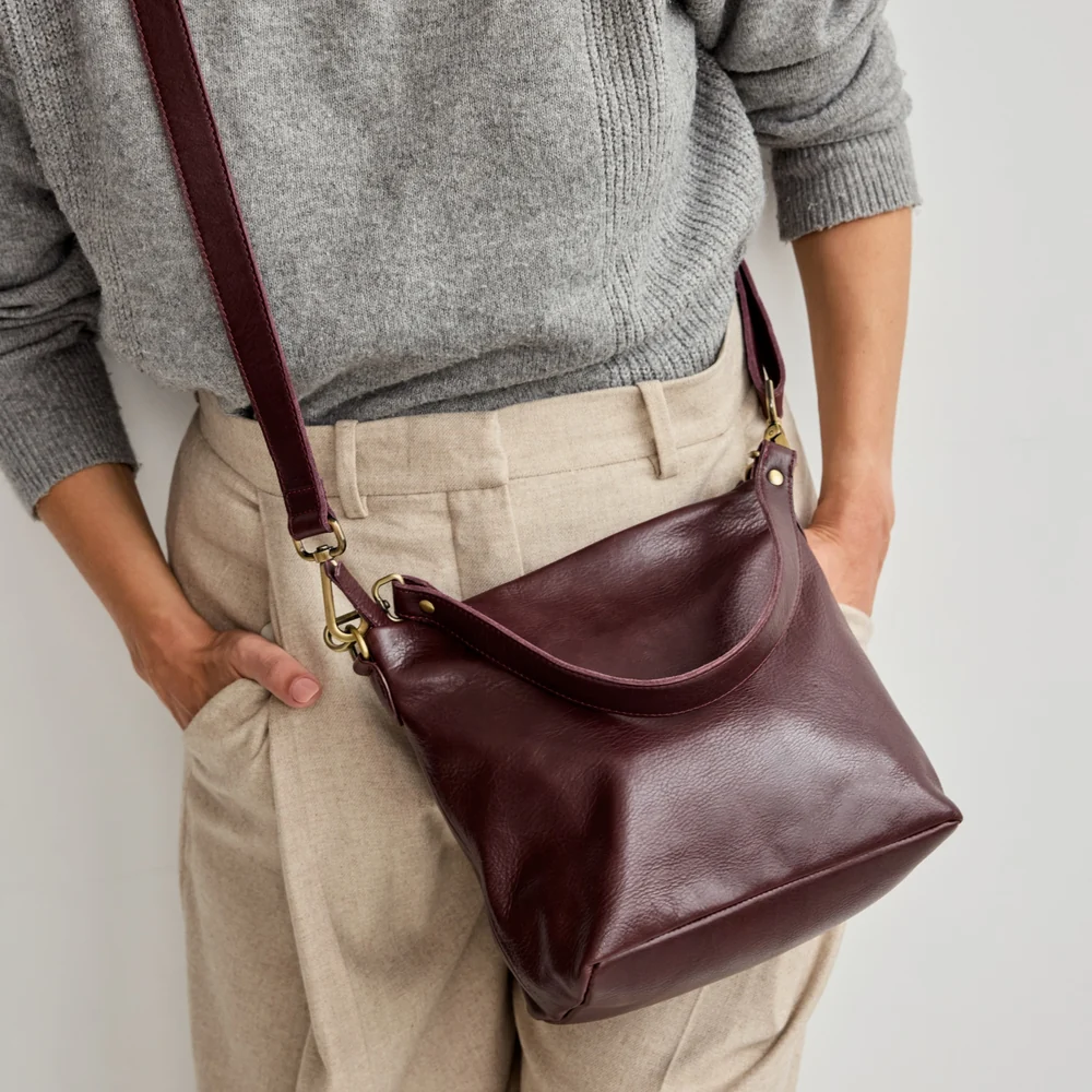 Tabor Milled Leather Crossbody Bag