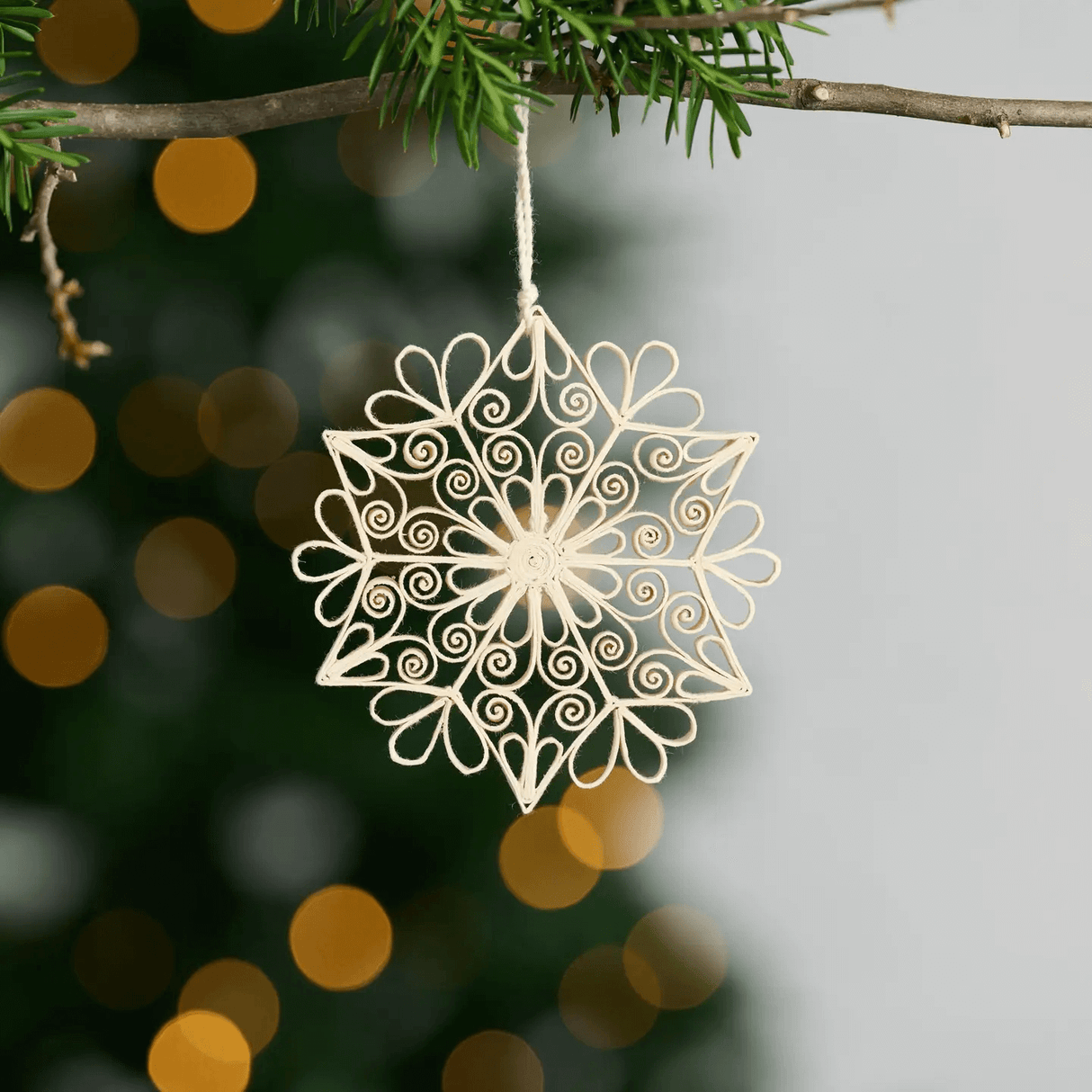 Quilled Cream Snowflake Ornament from Ten Thousand Villages at Pinch in Northampton, MA