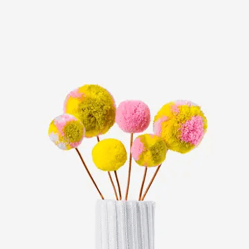 Yellow & Pink Pom Flower Bouquet