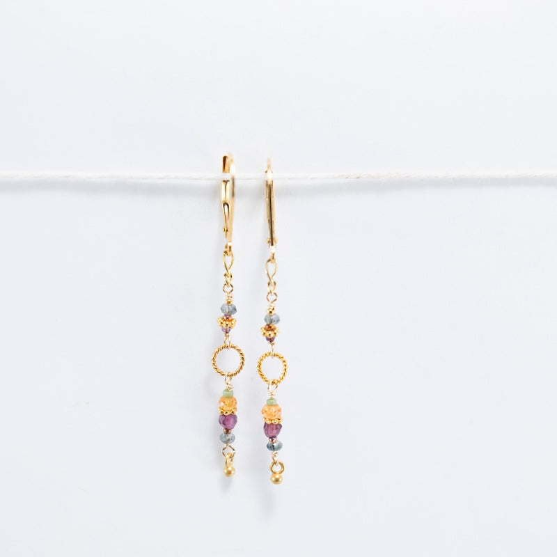 Fanta Garnet, Rhodalite, Cubic Zirconia 14k Gold Fill Earrings