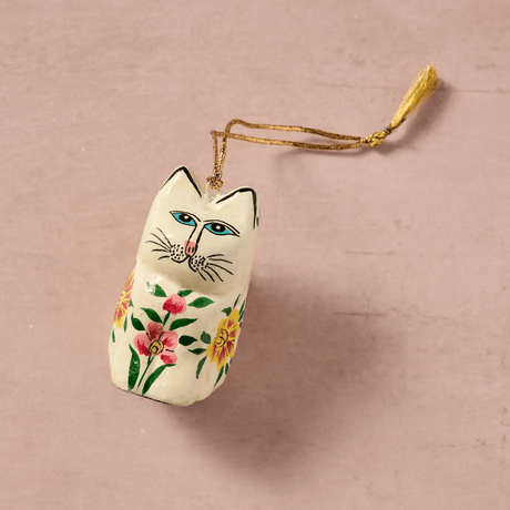 Junipar Paper Mache Cat Ornament from Ten Thousand Villages at Pinch in Northampton, MA