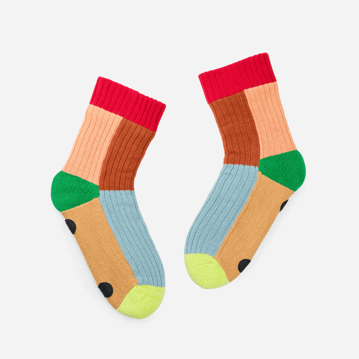 Kaleidoscope House Socks in Stone Rust Blue Size Large/XL at PINCH