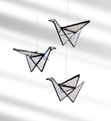 Stained Glass Origami Crane Suncatcher in Clear from Samara Designs Studio at Pinch in Northampton, MA