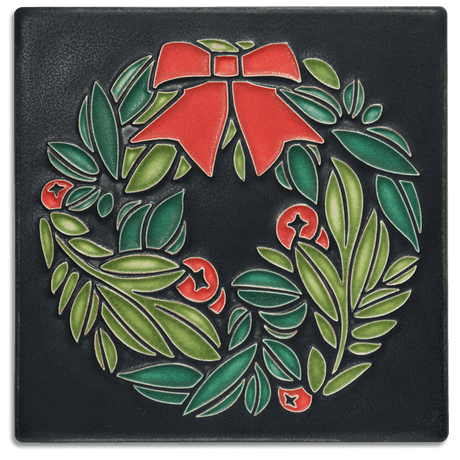 Tile 6x6 Wreath in Black from Motawi Tileworks at Pinch in Northampton, MA