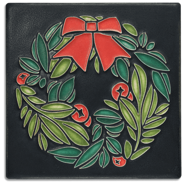 Tile 6x6 Wreath in Black from Motawi Tileworks at Pinch in Northampton, MA