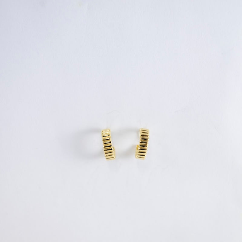 Tiny Ribbed Hoop on Post Gold Vermeil