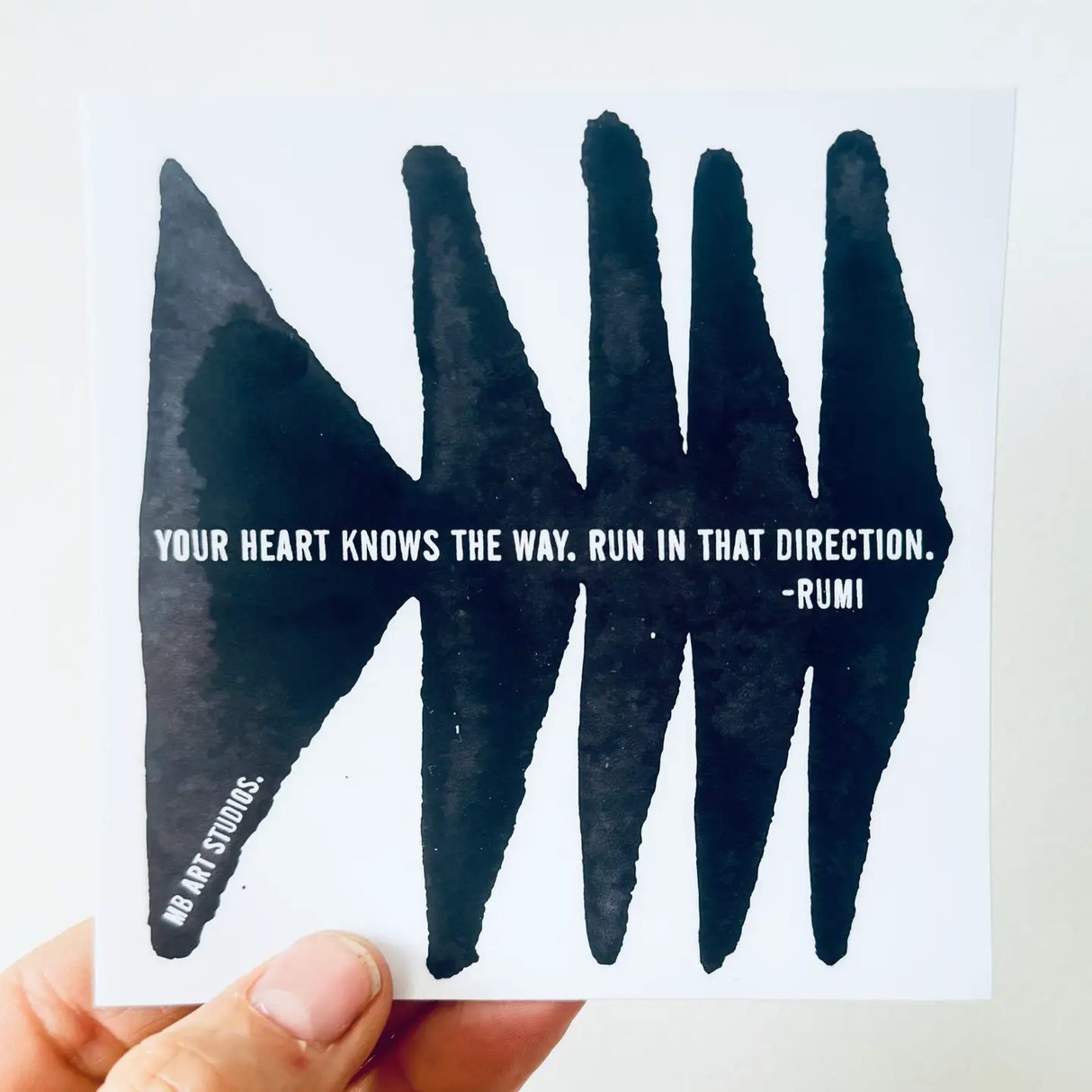 Vinyl Sticker Rumi Quote with Hand Painted Art