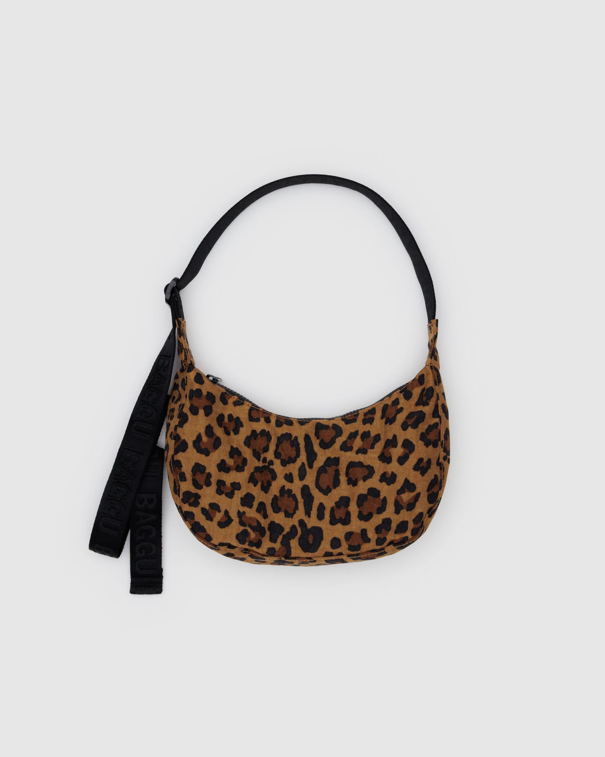 Small Nylon Crescent Bag in Leopard