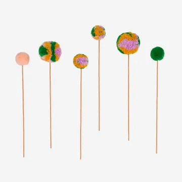 Green & Peach Pom Flower Bouquet