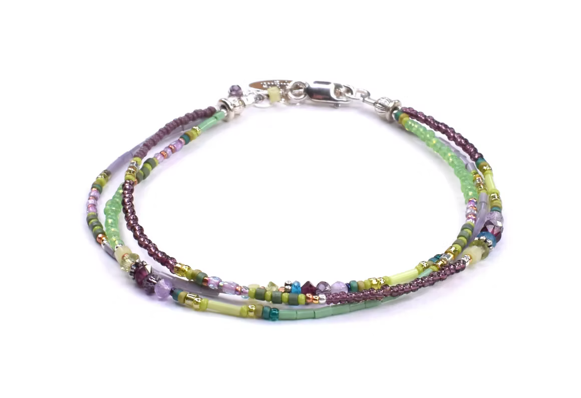Sterling Silver, Amethyst, Garnet, Apatite, Peridot Bracelet